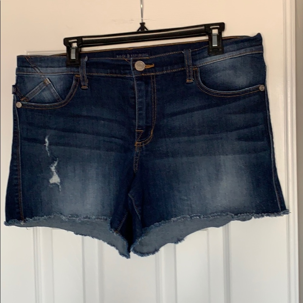 Distressed denim shorts